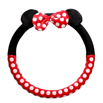 Car cartoon steering wheel cover creative cute car handle gloves winter plush steering wheel cover antifreeze warm (Steering wheel cover) - nini-38cm