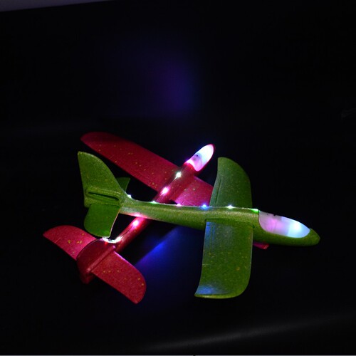 Factory direct sales 48cm hand-thrown luminous aircraft foam double-hole spinner children's stunt anti-fall model aircraft toy