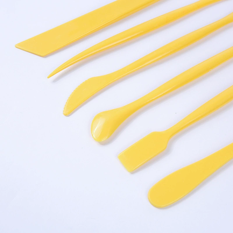 6-Piece Plastic Clay Sculpture Knives, 18 cm, Yellow, Kids DIY Modeling Tools