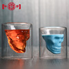 Skull, wineglass with glass, double-layer glossy crystal
