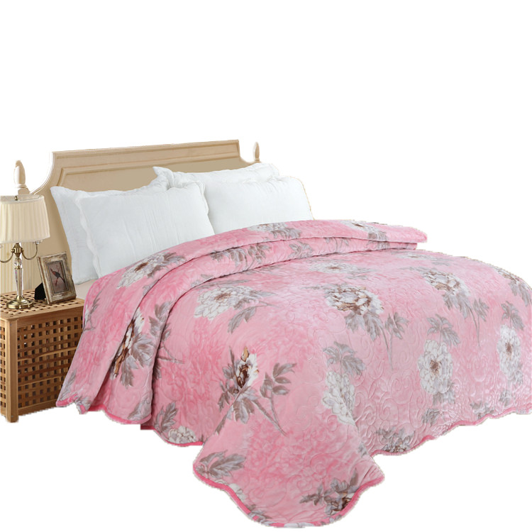 Factory wholesale super soft autumn and winter washed thick warm sheets Korean flannel quilted bed cover printed blanket Factory wholesale super soft autumn and winter washed thick warm sheets Korean flannel quilted bed cover printed blanket