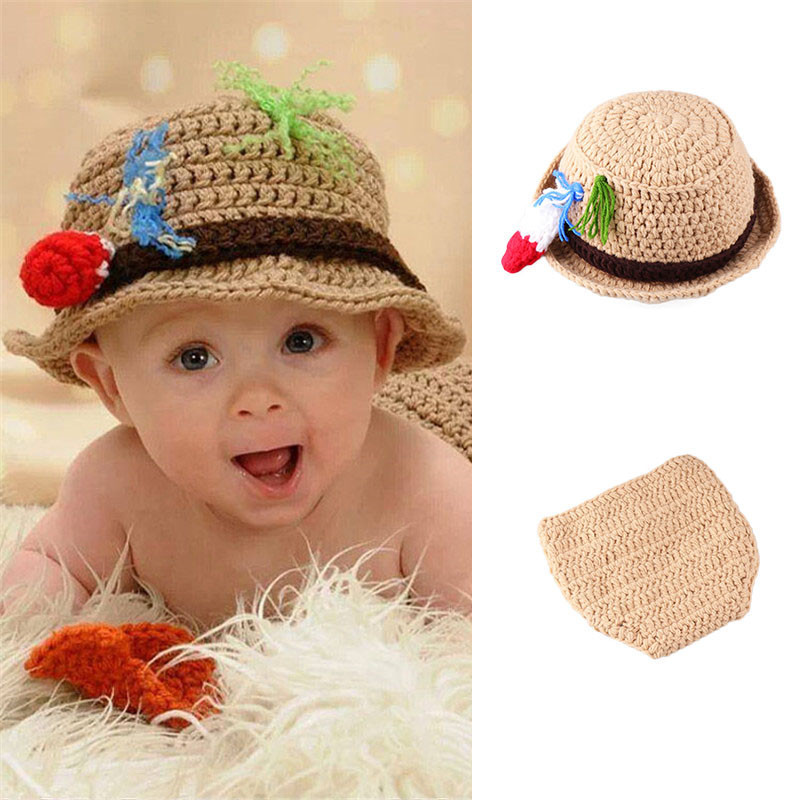 Children's photography knitted wool hat cartoon style fisherman hat infant woven sweater photography clothing delivery