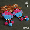 Ethnic cloth from Yunnan province, earrings handmade, wholesale, ethnic style, flowered