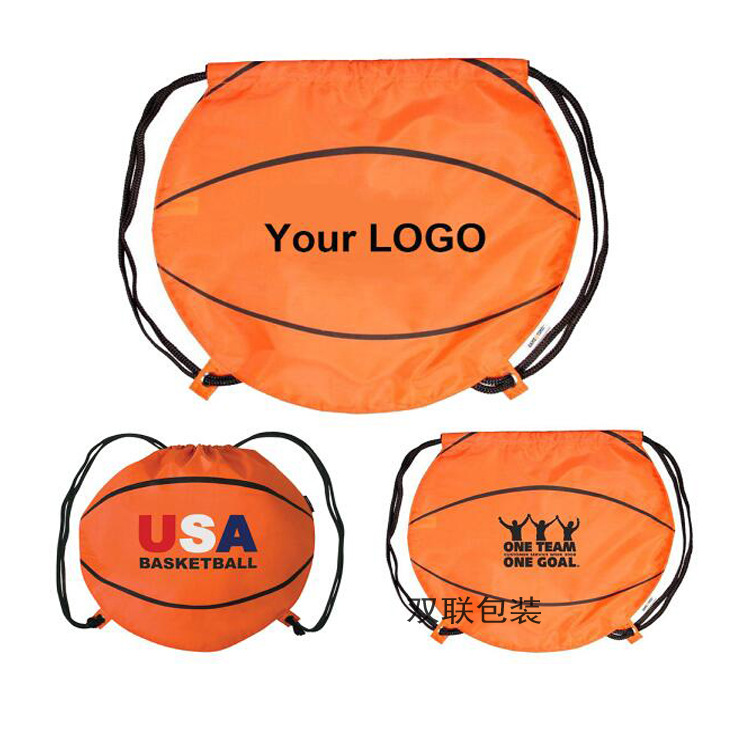 涤纶篮球足球收纳双肩包椭圆束口拉绳袋健身运动抽绳袋球队比赛包