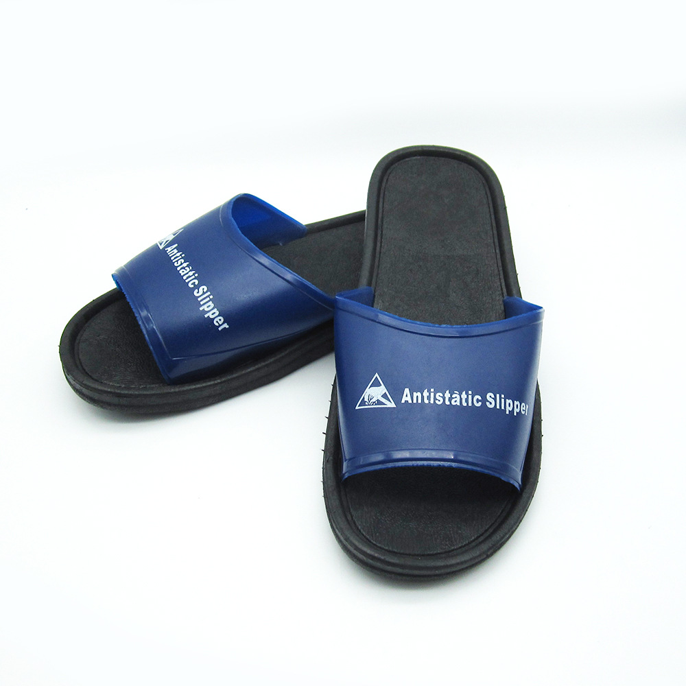 厂家直供防静电拖鞋蓝面黑底拖鞋PVC防静电拖鞋无尘防静电鞋耐穿
