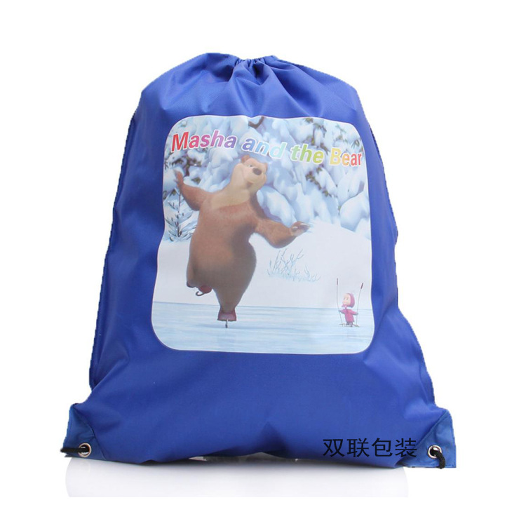 防水涤纶抽绳束口袋彩印无纺布收纳束口背包尼龙牛津布束口拉绳袋