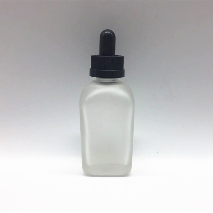 50ml方形磨砂精油瓶 磨砂精油瓶配黑色压旋滴管盖