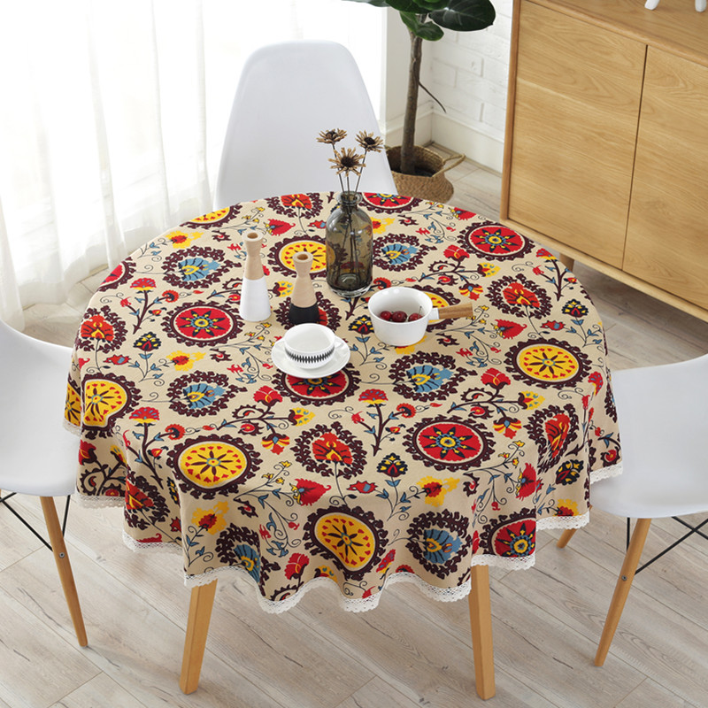 Lexuan Show Bohemian Ethnic Style Round Lace Tablecloth Amazon Hot INS Style Tablecloth Wholesale