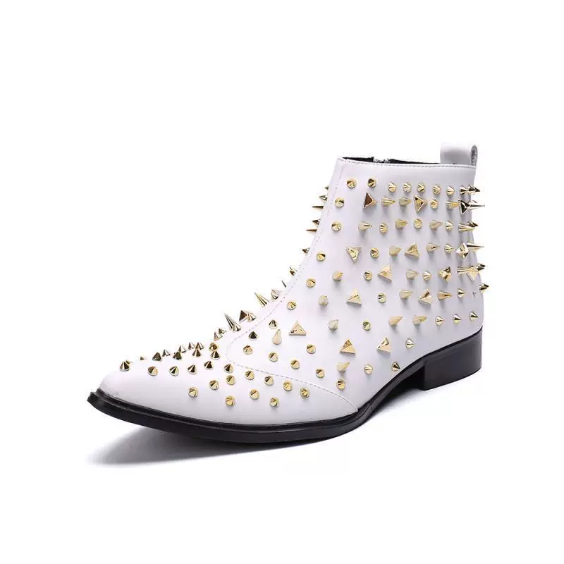 Британские Модные мужские белые кожаные туфли с острым носком, Повседневные высокие кожаные ботинки, корейские модные мужские белые туфли для стилиста Gaobang