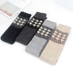 Autumn/Winter Thousand Bird Pattern Rabbit Wool Over-the-Knee Socks, Warm Long Socks Set, Fashion Cable Leg Warmers, Boot Socks, Bunchy Socks