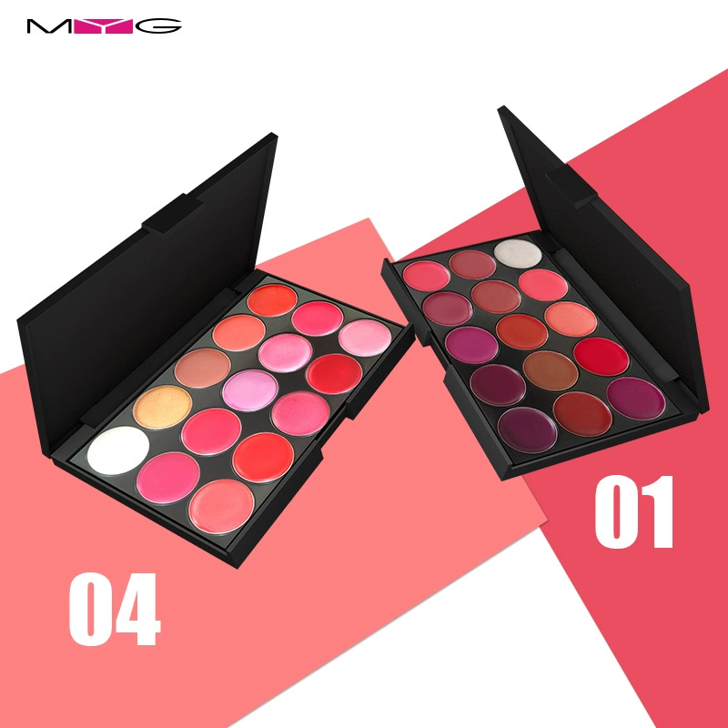Lipstick & cream blush palette, 15 colors, nourishing, long‑lasting, beginner friendly