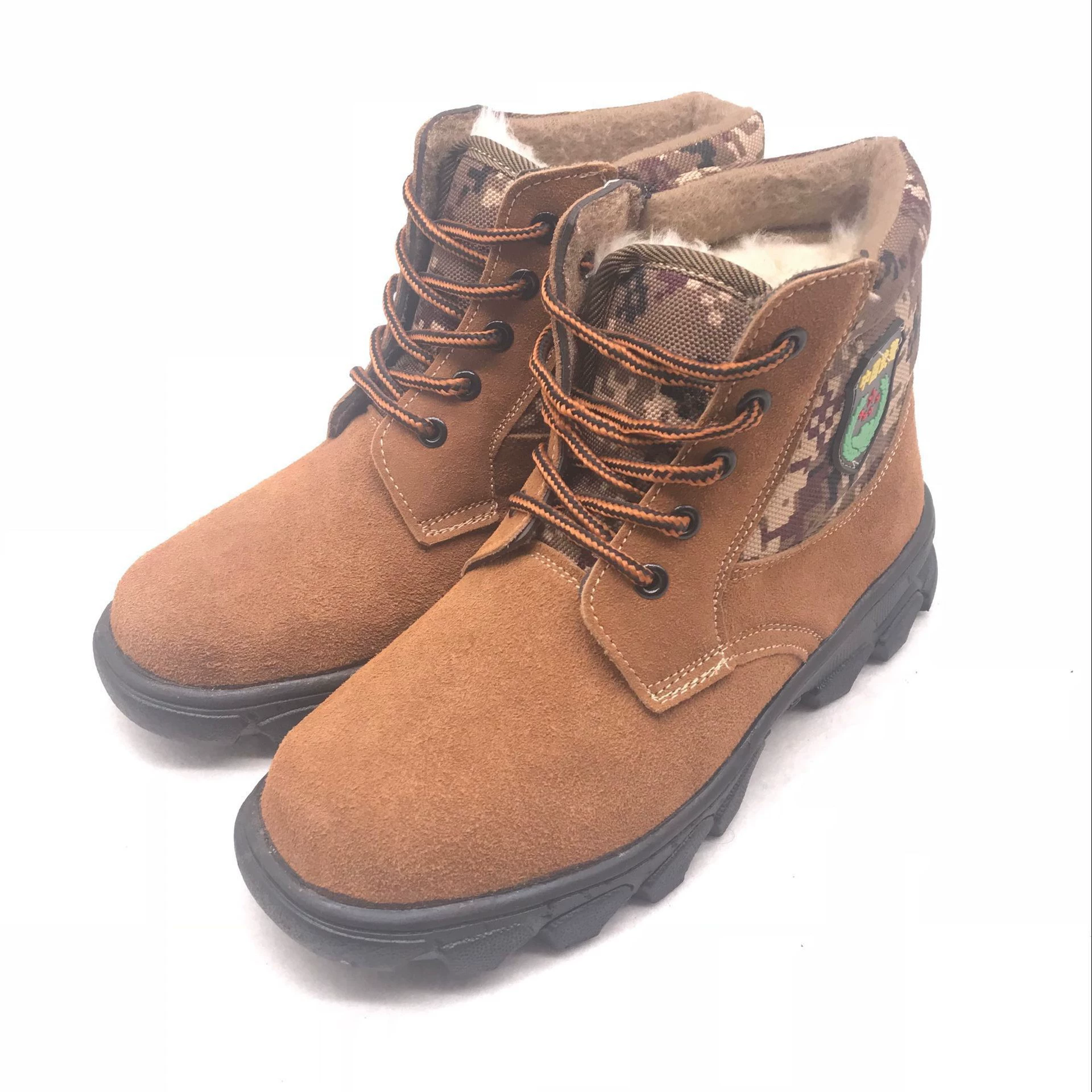 Winter leather high fleece keep warm work shoes