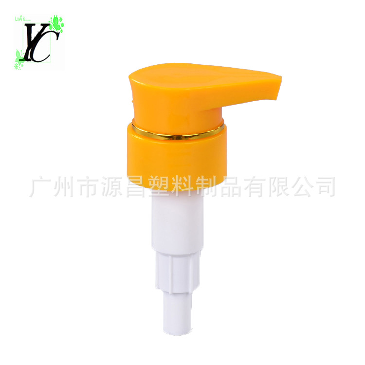 批发塑料乳液泵厂家 精美银色金色烫金边洗发液33牙化妆品泵头