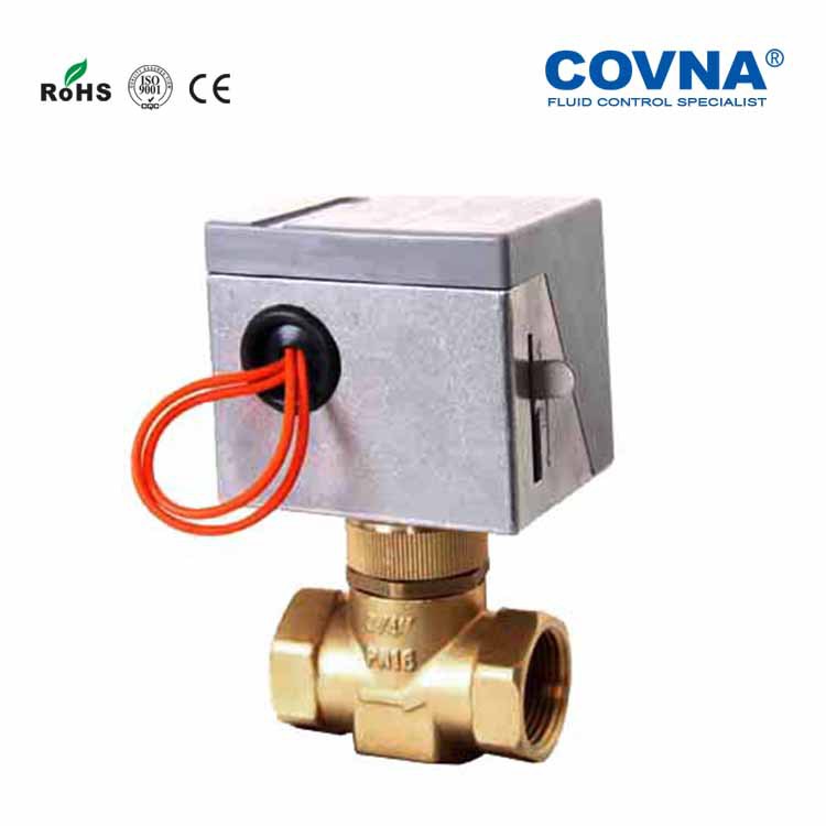 科威纳COVNA空调用电动二通阀、黄铜温控电动二通阀节能自动阀