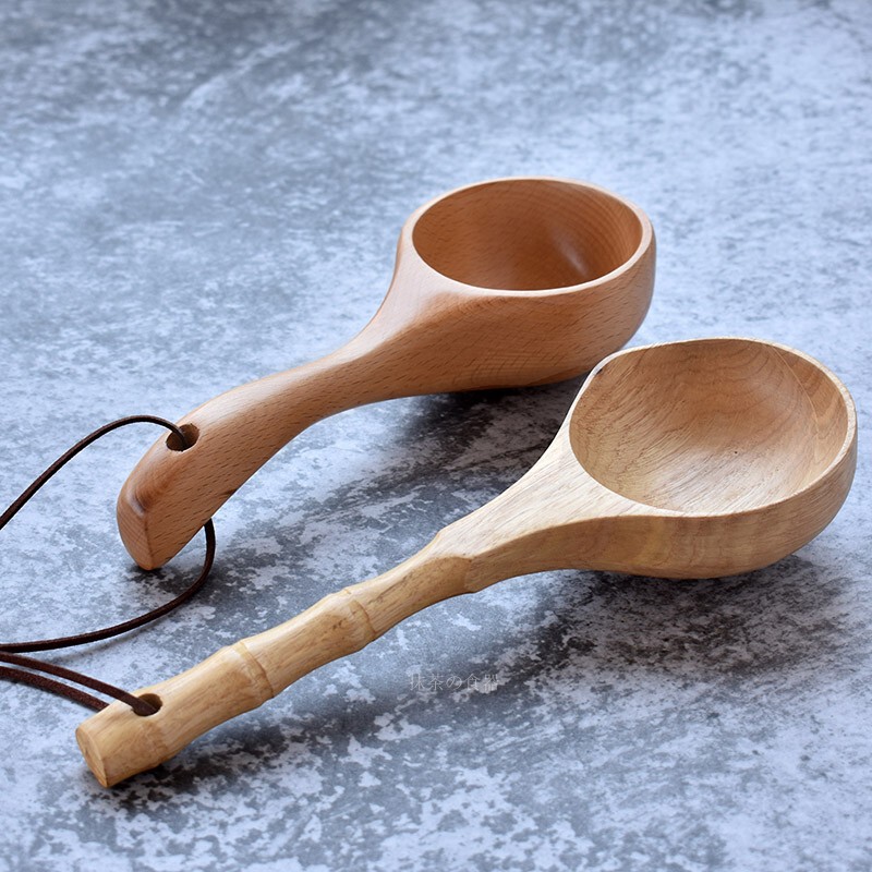 Japanese style wooden ladle wooden short handle rice ladle water ladle Wooden Spoon soup spoon wine ladle bath sauna kitchen barrel spoon