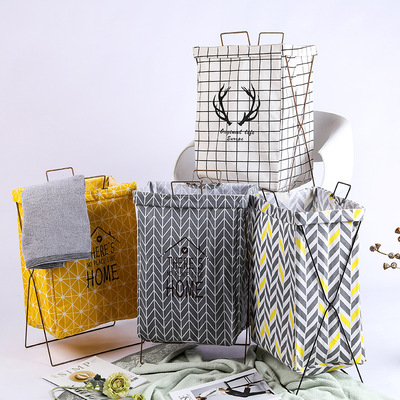 Cotton and hemp Fabric art Iron art fold Laundry basket Dirty clothes Storage baskets toy Clothing waterproof Laundry basket Dirty clothes basket