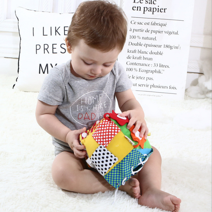 Baby Multifunctional Daily Life Simulation Practice Fabric Building Blocks Zipper Shoelaces Cognitive Toys Square Ball