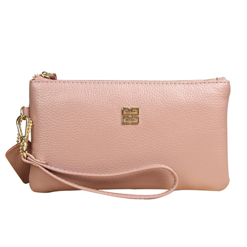 First-layer cowhide clutch bag, simple women's zipper, European and American long money wallet, wallet, genuine leather clutch bag for women