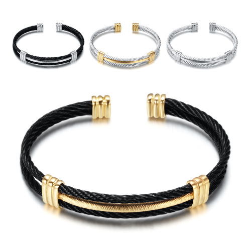 European and American cross-border hot selling 304 stainless steel simple woven bracelet titanium steel two-color electroplated copper woven bracelet wholesale