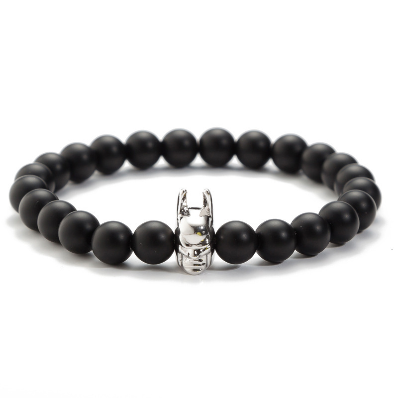 Foreign trade hot Batman bracelet male charm bracelet natural frosted beads bracelet e-commerce supply