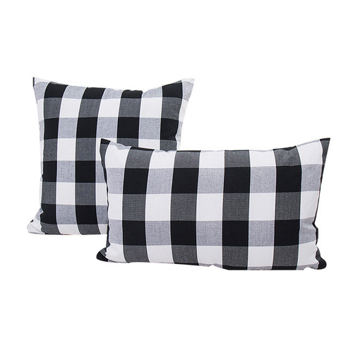 Factory direct supply plain striped pillowcase Korean style polyester cotton black and white plaid pillow waist pillow without core
