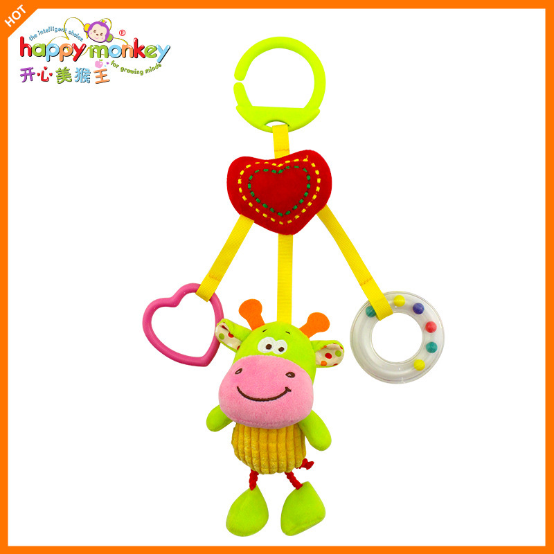 Juguete colgante Happy Monkey para cuna, de 0 a 1 año, para colgar en la cama o el coche, peluche para recién nacido, tipo campana colgante para cama