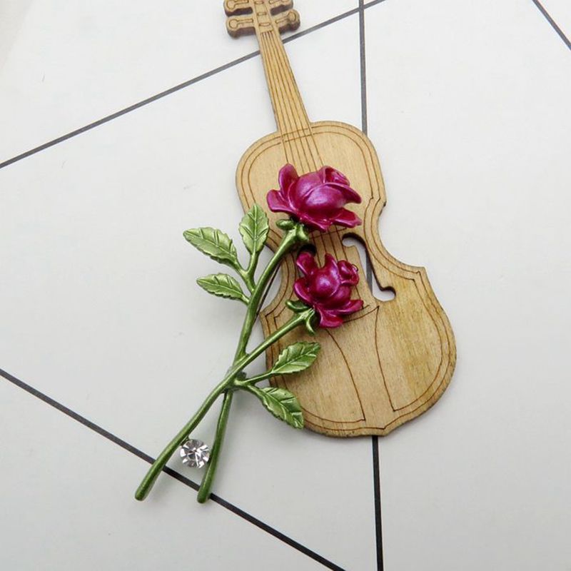 Elegante Damen Brosche In Rosenform Mit Emaille Und Strass_voghion.com