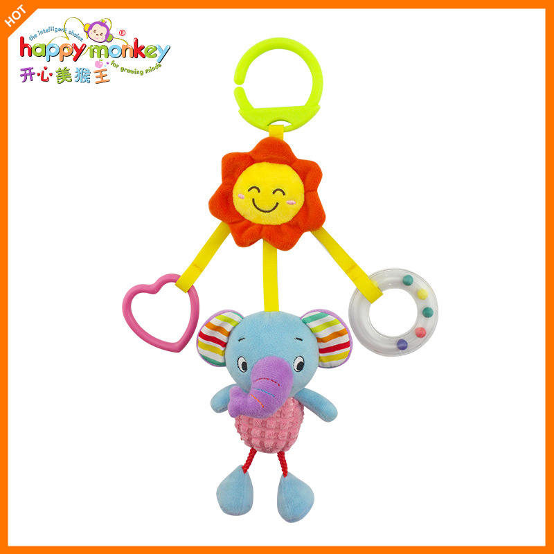 Juguete colgante Happy Monkey para cuna, de 0 a 1 año, para colgar en la cama o el coche, peluche para recién nacido, tipo campana colgante para cama