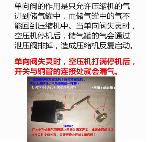 Air compressor small air pump oil-free piston direct drive machine parts pure copper check valve one-way valve three-way