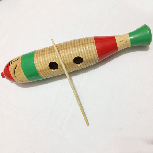 Orff percussion instruments fish and frog music teaching aids scratch frog fish and frog call tube scratch horse wood fish clapper kindergarten school
