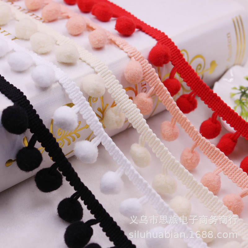 Manufacturer Wholesale 1.2cm Right-angle Colored Ball Ball Lace Pom…