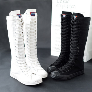 Yuanbu Korean-style High-top Women's Casual Canvas Shoes Zipper Long Boots Stage Performance Boots Women's AliExpress wish