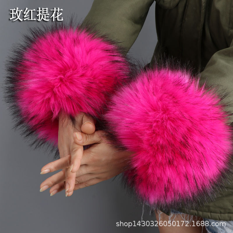 Pulsera de piel de zorro de piel sintética de piel de mapache pulsera de piel de conejo de piel sintética