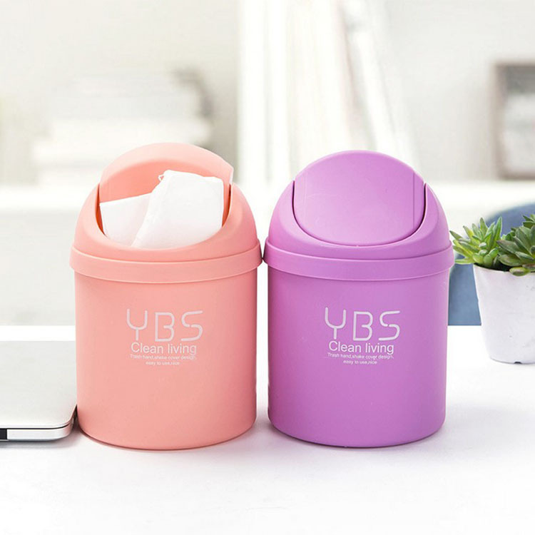 Mini Desktop Storage Basket Swing Lid Trash Can with Lid for Office and Home Miscellaneous Storage Cleaning Trash Can Desk