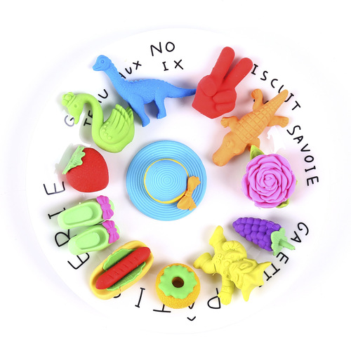 pvc bag eraser student cartoon dinosaur fruit eraser children's gift side bag creative modification eraser