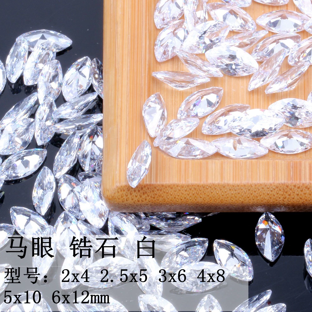 White zirconium, transparent gemstone, watch, with gem