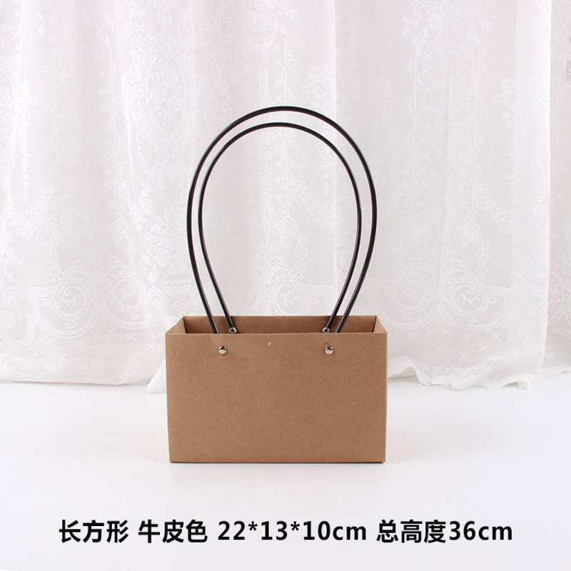 Bolsa de flores de piel de vaca portátil a prueba de agua bolsa de papel Kraft caja de flores floral arreglo floral bolsa de regalo flor bolsa de mano bolsa de ramo