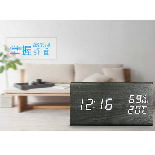 Factory sales wooden digital alarm clock, temperature and humidity clock, LED wooden clock, triangular electronic clock, LED wooden clock