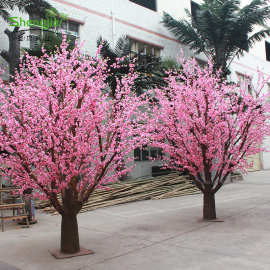 广州人造桃花树室内外造景装饰玻璃钢树桃花源记绢花假树仿真花