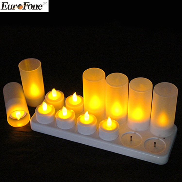 Fábrica para las necesidades diarias aplicables EuroFone lámpara de vela electrónica lámpara de cera de té 12-Carga LED lámpara de vela luminosa