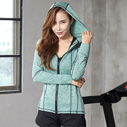 Women's Sport Coat Tight Running Zipper Quick Dry Yoga Suit Hooded Long Sleeve Sports Top Fitness Wear Quick Dry Clothes 