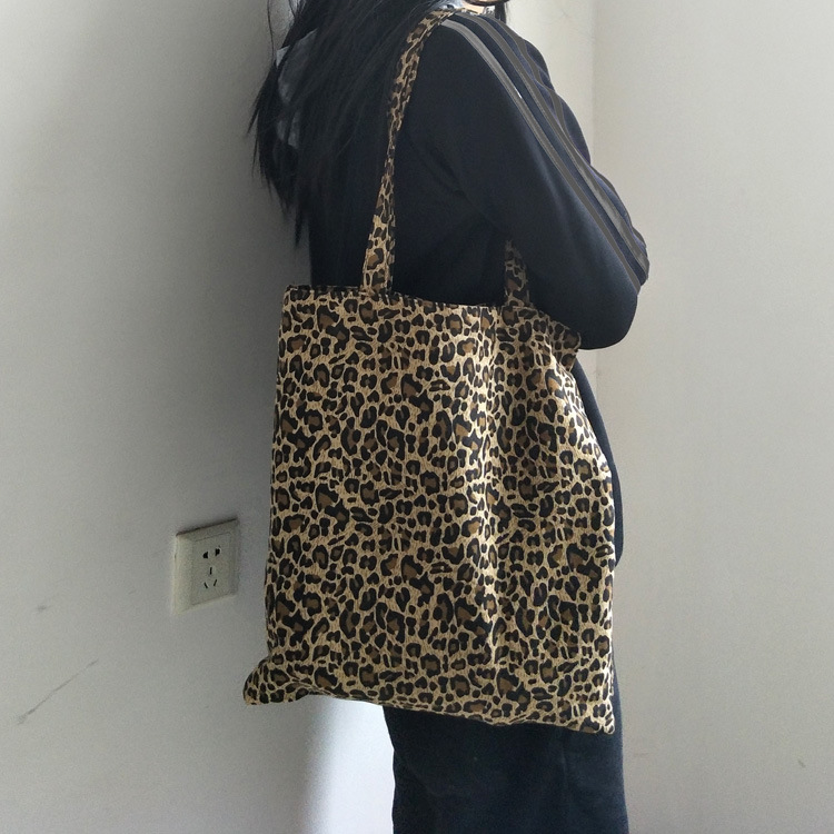 Bolso de lona con estampado de leopardo nuevo todo fósforo Corea del Sur elegante bolso de hombro retro para mujer bolsa de compras de una sola pieza de entrega