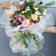 批發鮮花包裝材料新款花束包裝紗網韓國圓心網花藝包裝紗網洞洞網