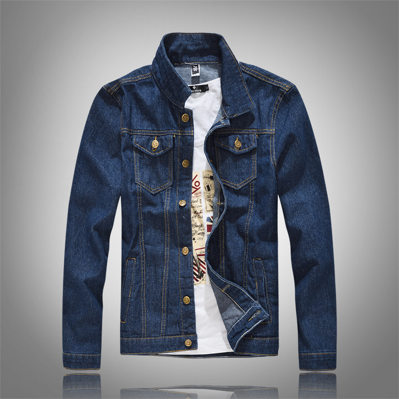 Men's Spring and Autumn Slim-fit Blue Denim Jacket Korean Style Slim-fit Long-sleeved Jacket Fashionable Denim Top for Youth Men's Spring and Autumn Slim-fit Blue Denim Jacket Korean Style Slim-fit Long-sleeved Jacket Fashionable Denim Top for Youth