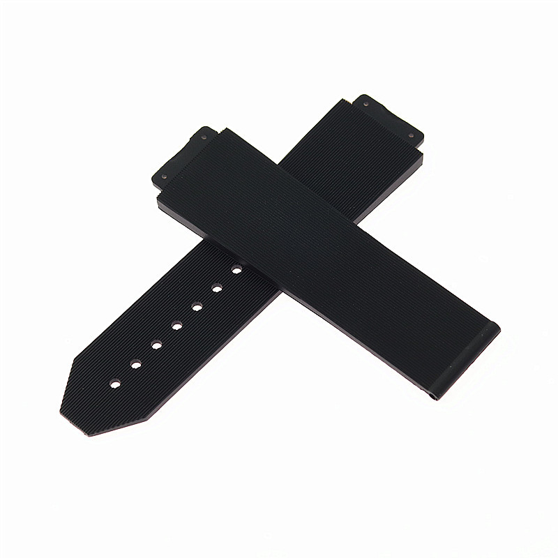 适用于恒宇宝舶手表带竖条纹路宇宙大爆炸系列硅橡胶塑胶黑色表带