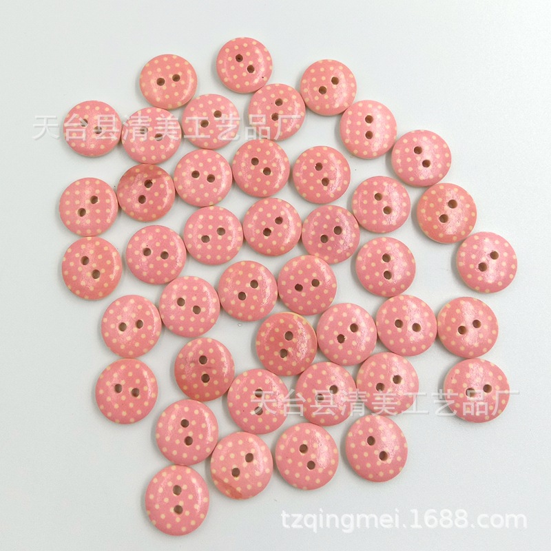 15mm Registro único pintado impreso hebilla de pan madera botones impresos 100 unidades un paquete