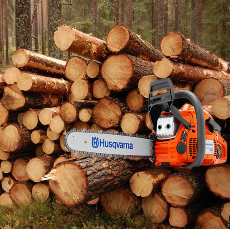 富世花油锯445-16寸18胡斯花纳花汽油电锯链锯伐木锯树枝锯砍树挖