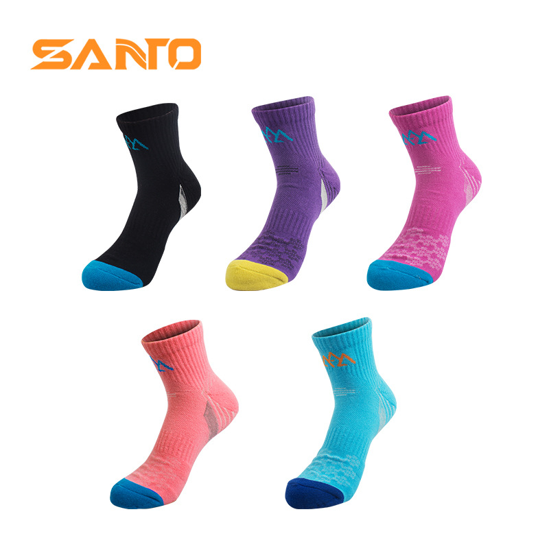 Shantuo Santo Hiking Socks Are Sweat-Absorbent, Breathable and Comfortable Mid-Calf Terry Running Socks for Men and Women, Summer Sports Socks