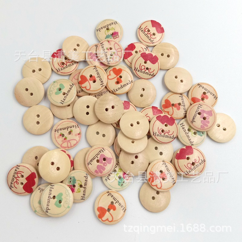 20mm tronco redondo botón de madera impreso redondo botón de handmade 50 un paquete