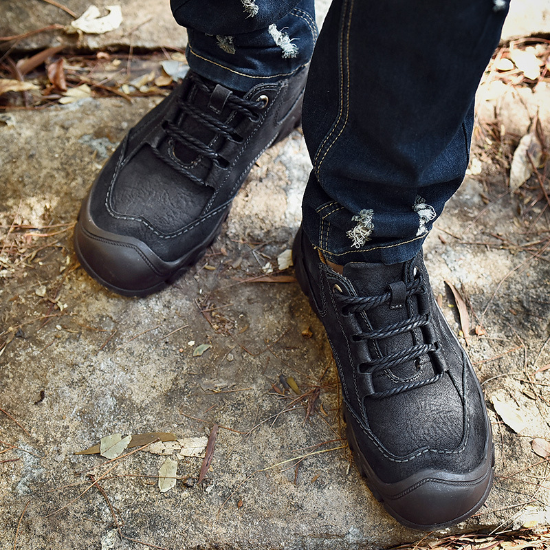 Men's Waterproof Hiking Shoes Non-slip Cowhide Outdoor Trainers_voghion.com